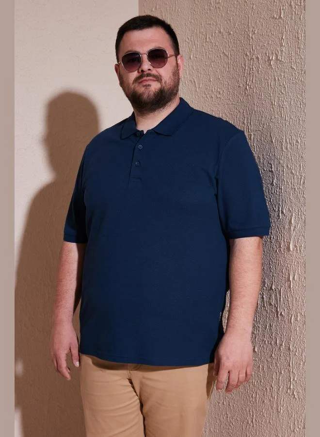 بوراتي تيشيرت بولو قطن مقاس كبير رجالي بياقة بولو